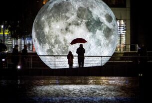 Museum of the Moon by Luke Jerram. Light Night Leeds, UK, 2017. Photo (c) Carl Milner